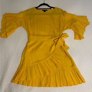 Forever 21 Yellow Ruffle Wrap Dress